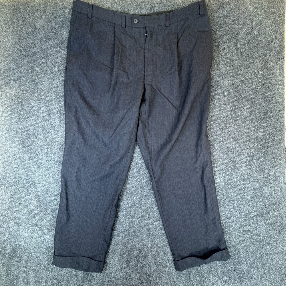 Calvin Klein Dress Pants Men 40x28.5 Gray Mid Rise Pleated Front Formal Business